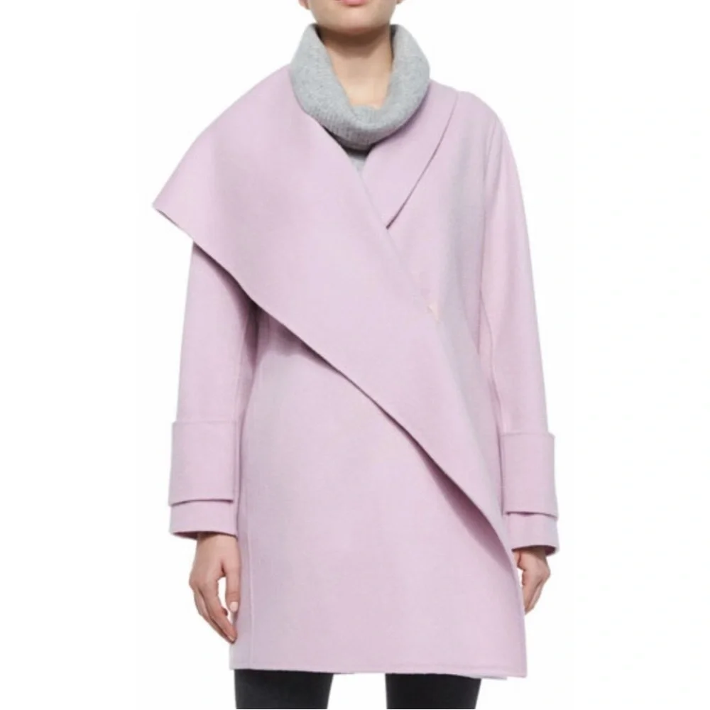 Vince ‘Drape Front Wool Coat’ in “Orchid” Lilac Purple / Light Pink Size Medium - Picture 2 of 16